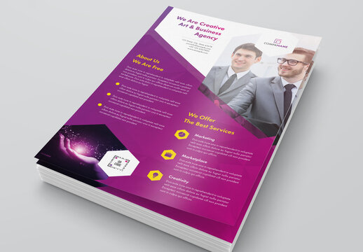 Flyer Layout with Purple and Pink Gradient Accents