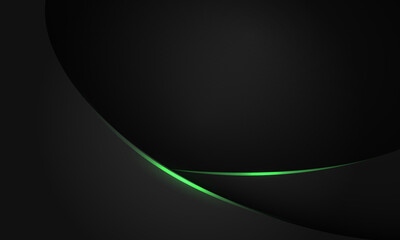 Abstract green line light curve black shadow on dark grey geometric with blank space design modern luxury background vector - 709933608