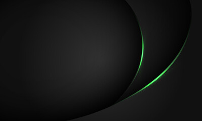 Abstract green line light curve black shadow on dark grey geometric with blank space design modern luxury background vector