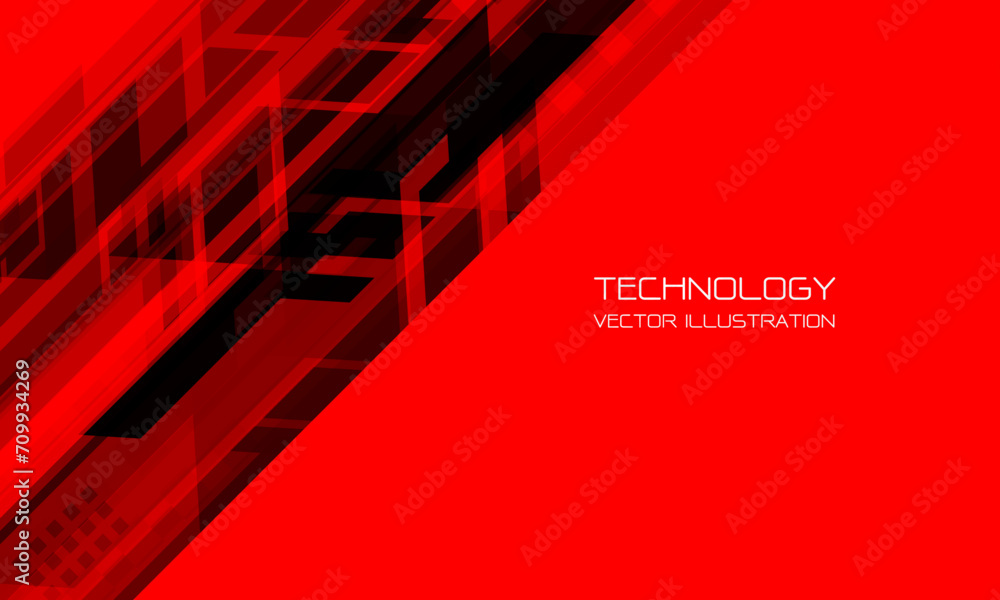 Poster abstract black geometric dynamic speed technology futuristic design on red background vector