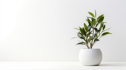 a potted plant in a stylish vase against a flawless white background, captured in high definition. - Powered by Adobe