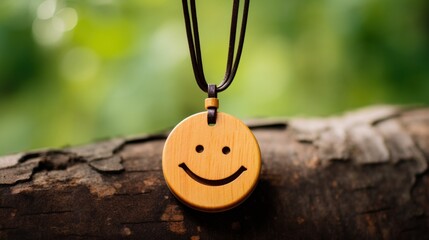wooden necklace with a smiling face.


 - obrazy, fototapety, plakaty