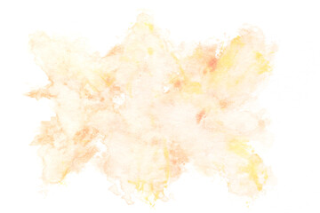 Abstract liquid art background. Brown watercolor translucent blots on white paper