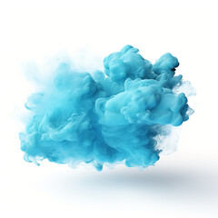 turquoise blue cloud on white background, ultra realism, unreal engine created with Generative Ai