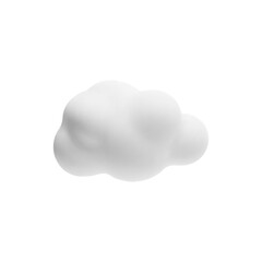White 3d cloud icon, vector cartoon weather forecast overcast symbol, realistic design element plasticine clay texture