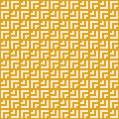 Vector abstract seamless geometric pattern. Modern yellow anf beige background, simple repeat texture. Ornament with grid line, chevron, zigzag, arrows, squares. Stylish geo design for decor, print
