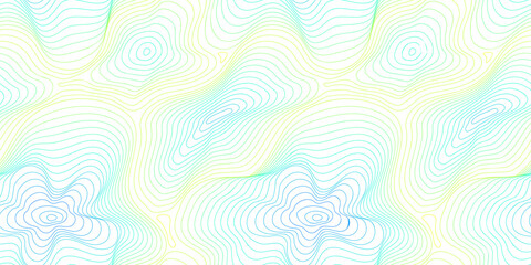 Vector seamless pattern, abstract texture with curved lines, fluid shapes. Visual halftone 3D effect, illusion of movement, dynamical surface. Bright colors, blue and green gradient. Trendy design