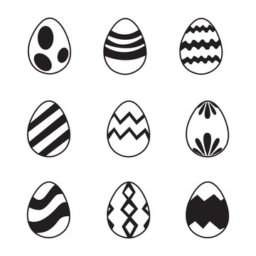 Set of easter eggs flat design on white background. Vector illustration