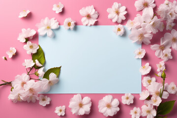 cherry blossom flowers on a pastel background,  spring banner, copy space 