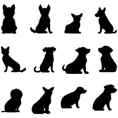Vector set of cat silhouette. Cat hand drawing animals set and vector illustration