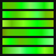 A collection of green tint gradients. Vector illustration.