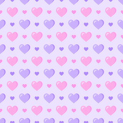 Purple and pink Hearts seamless pattern background vector illustration. Pastel color theme