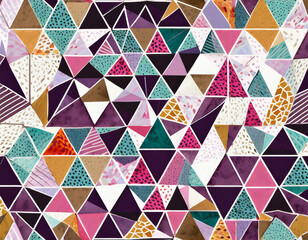 seamless pattern with abstract triangle shapes_ geometric colorful mosaic use