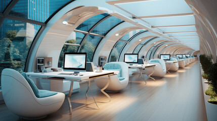 Obraz premium Futuristic white open office background image