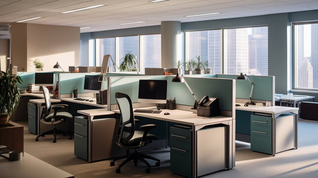 Spacious traditional cubicles office background image