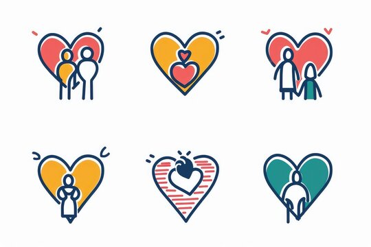 Valentine, love, romance, flat icons of marriage and love, gifts and hearts