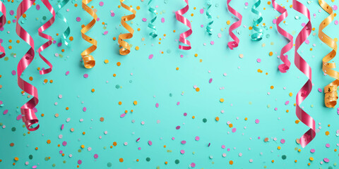 Colourful confetti abstract holiday backgorund with copy space 