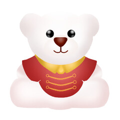 Chinese teddy bear lunar new year illustration vector transparent