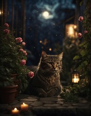 cat on the christmas tree