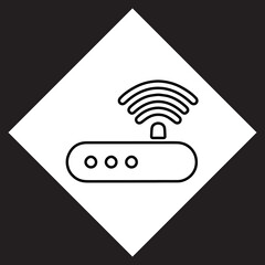 Wi Fi icon vector. Wireless router logo design. Wifi vector icon illustration in rhombus isolated on black background