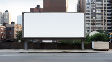 Fototapeta premium Empty urban advertising panel displayed on a structure.