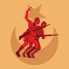 Canakkale Turkey - March 18 1915: 18 mart canakkale zaferi vector illustration. (18 March, Canakkale Victory Day Turkey celebration card.)