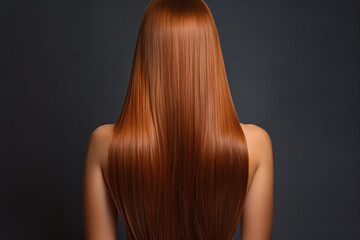 Woman with long shiny and healthy hair, hair treatment concept 