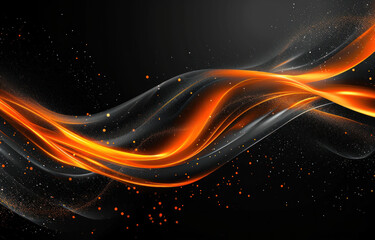 Abstract blackground orange curve with modern line and shape