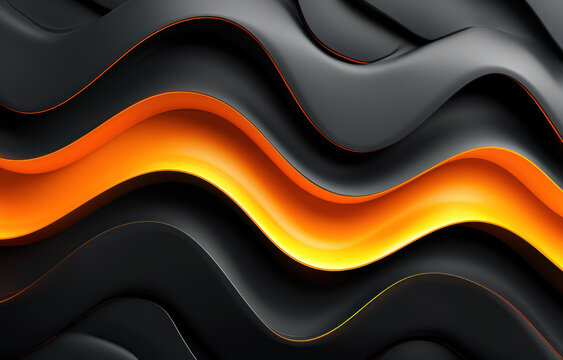 Abstract blackground orange curve with modern line and shape
