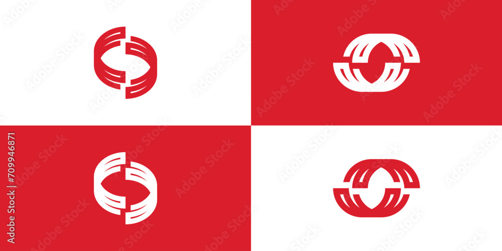 Poster vector logo design collection of initials c d and u m in abstract semicircle shape