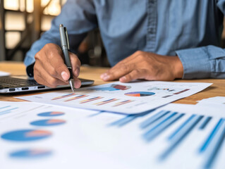 Businessman analyzing investment charts with laptop. Accounting,investment concept.