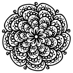 Black and white abstract pattern isolated mandala. Vector illustration for coloring book, ceramics, decor. Also suitable for logo design, decor.