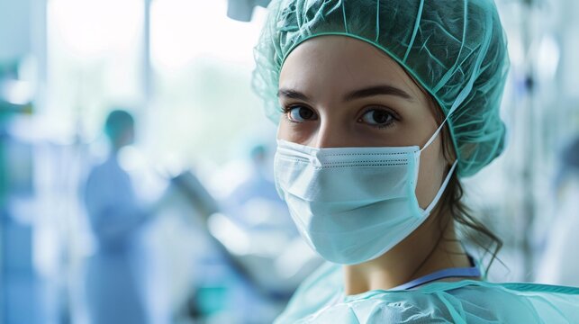 Image of youthful nurse in operating wing.