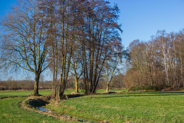 German countryside landscape in winter, Issum, Lower Rhine Region, Germany