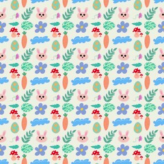Cute Easter seamless pattern background 