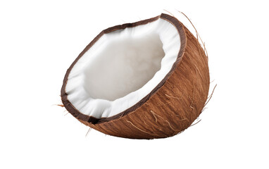 Alone in Simplicity: Coconut Isolated on Transparent Background PNG.