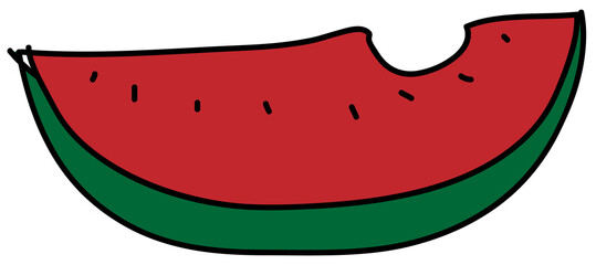 Hand drawn watermelon illustration on transparent background.
