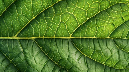 Fototapeta premium Generative AI, macro texture of green leaf veins, green foliage texture, ecology background