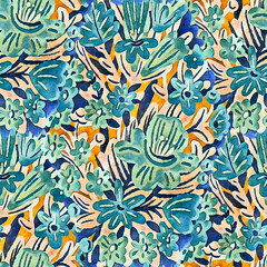 Fototapeta na wymiar Seamless pattern with watercolor flowers.