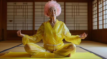 Lady Sitting in the Lotus Position. 