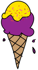 Hand drawn ice cream illustration on transparent background.
