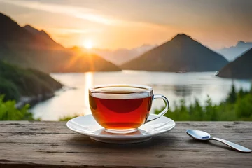 Fotobehang cup of tea , herbal asian infusion , healthy beverage © eric