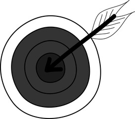 Hand drawn dart board illustration on transparent background.
