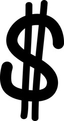 Dollar sign isolated on transparent background.
