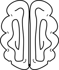 Hand drawn brain illustration on transparent background.