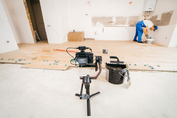 Photo and video filming of renovations in a new house