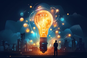 Digital Marketing Strategy, Content Creator, Bright Light Bulb, Great Creative, Target, Virtual Icon, Idea Concept