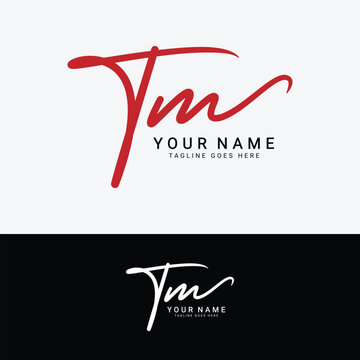 T, M, TM Initial handwriting or handwritten letter logo for identity. Logo with signature, wedding, fashion, floral, botanical and hand drawn in style