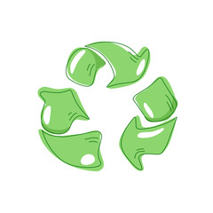 the recycling logo or symbol is green on a white background