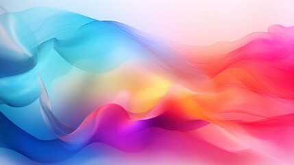 Colorful curvy abstract wallpaper with waves. Drapery abstract background, flow of colorful fabric, tissue or smoke. Aquamarine, yellow, red and orange, soft and dreamy atmosphere, plasma concept